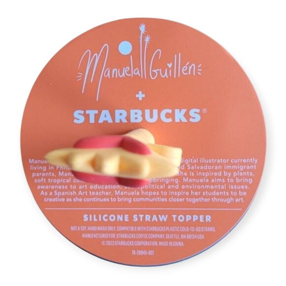 Starbucks Manuela Guillen Heart Straw Topper Tumbler size 24oz NWT RARE - Picture 5 of 6